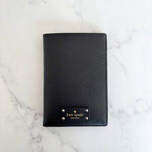 NWT Kate Spade Passport Cover Wallet Black Gold Imogene Wellesley